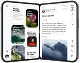 iPhone Duo open, showing two different apps on the inner display